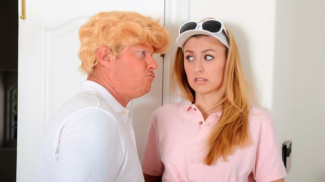 Похотливая парочка перевоплотилась в семью Трамп и жарко трахнулась